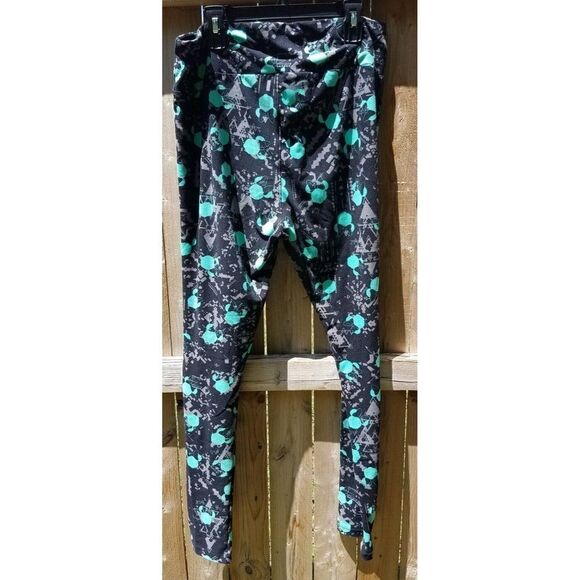 Plus Tall & Curvy LuLaRoe Leggings Disney Minnie Mouse Black & Teal - Picture 2 of 6